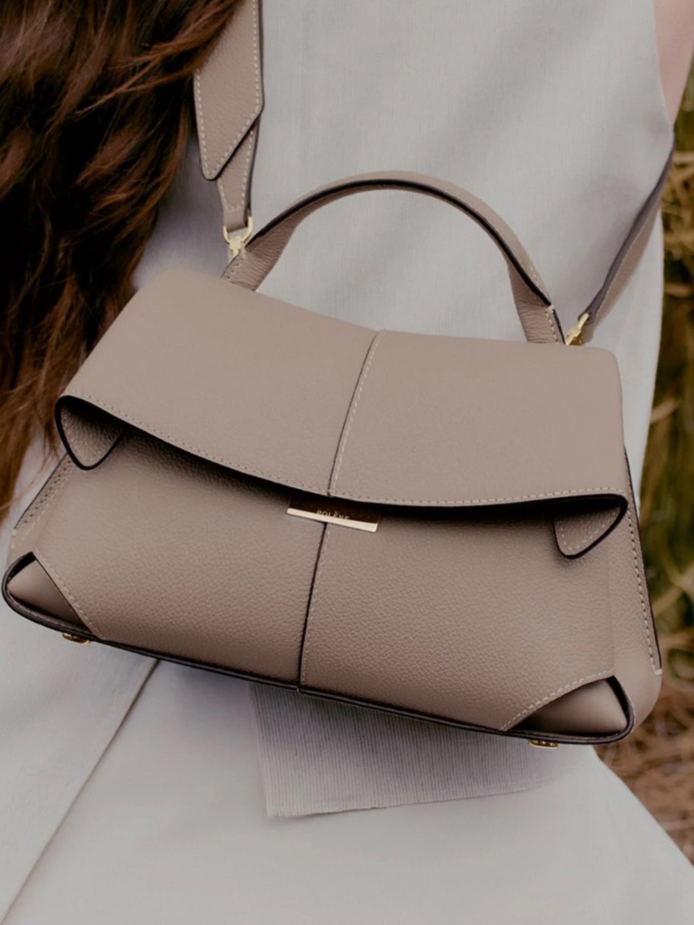 POLENE MOKKI MINI BAG IN TEXTURED TAUPE